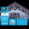 BRILAGI - LED udendørs julelyskæde 1000xLED/9W/8 funktioner 53x0,6m IP44 kold hvid
