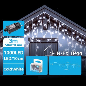 BRILAGI - LED udendørs julelyskæde 1000xLED/9W/8 funktioner 53x0,6m IP44 kold hvid