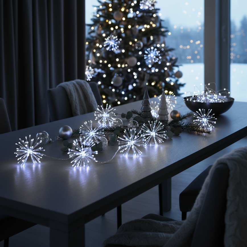 Brilagi - LED udendørs julelyskæde 150xLED 5m IP44 kølig hvid fyrværkeri-effekt