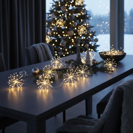 Brilagi - LED udendørs julelyskæde 150xLED 5m IP44 varm hvid fyrværkeri