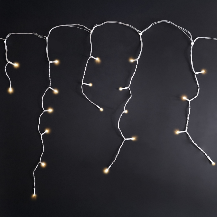 Brilagi - LED udendørs julelyskæde 200 LED/8 funktioner, 13 m, IP44, varm hvid, istapper