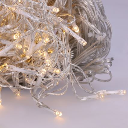 Brilagi - LED udendørs julelyskæde 200 LED/8 funktioner, 13 m, IP44, varm hvid, istapper