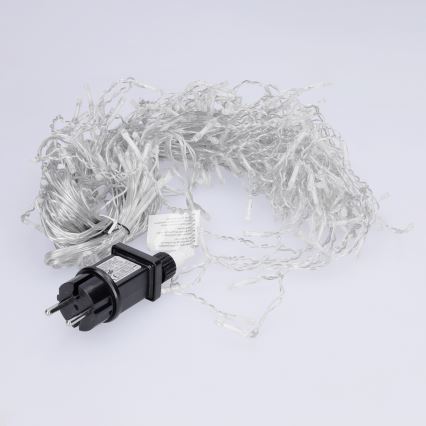 Brilagi - Udendørs LED-julelyskæde 200 LED, 8 funktioner, 13 m, IP44, kølig hvid, istapper