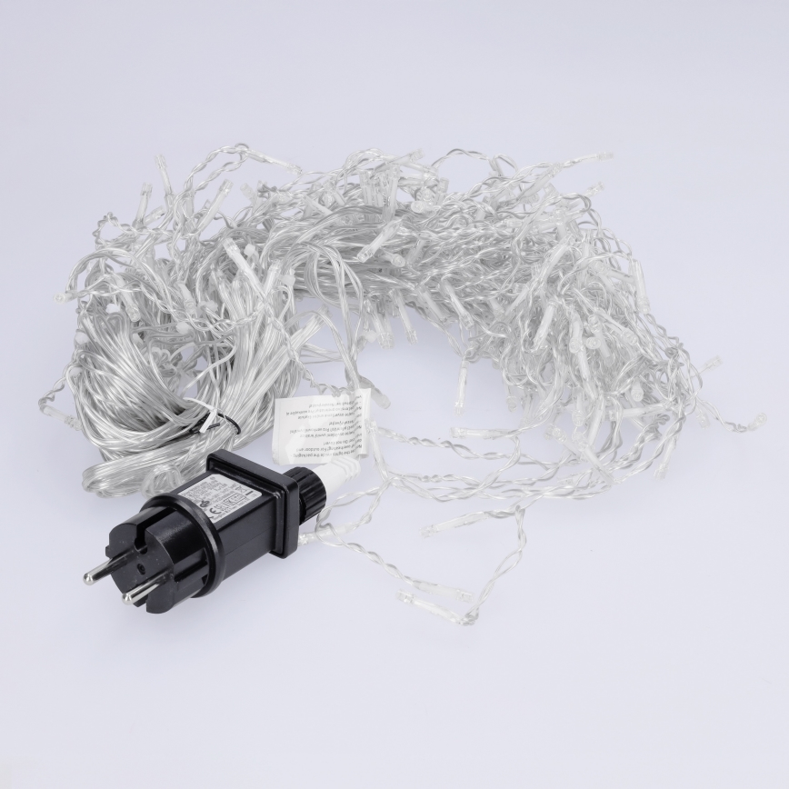 Brilagi - Udendørs LED-julelyskæde 200 LED, 8 funktioner, 13 m, IP44, kølig hvid, istapper