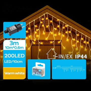 Brilagi - LED Udendørs julelyskæde 200xLED/8 funktioner 13x0,6m IP44 varm hvid