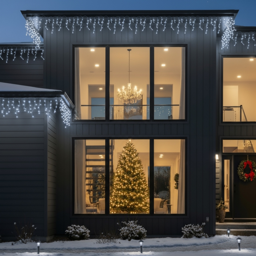 Brilagi - LED udendørs julelyskæde 400 LED/8 funktioner 23 m IP44 kold hvid