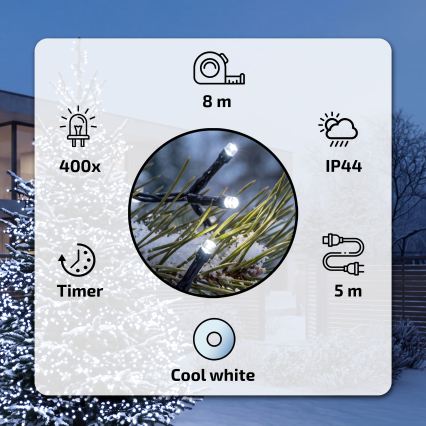 BRILAGI - LED udendørs julelyskæde 400xLED 13m IP44 kold hvid