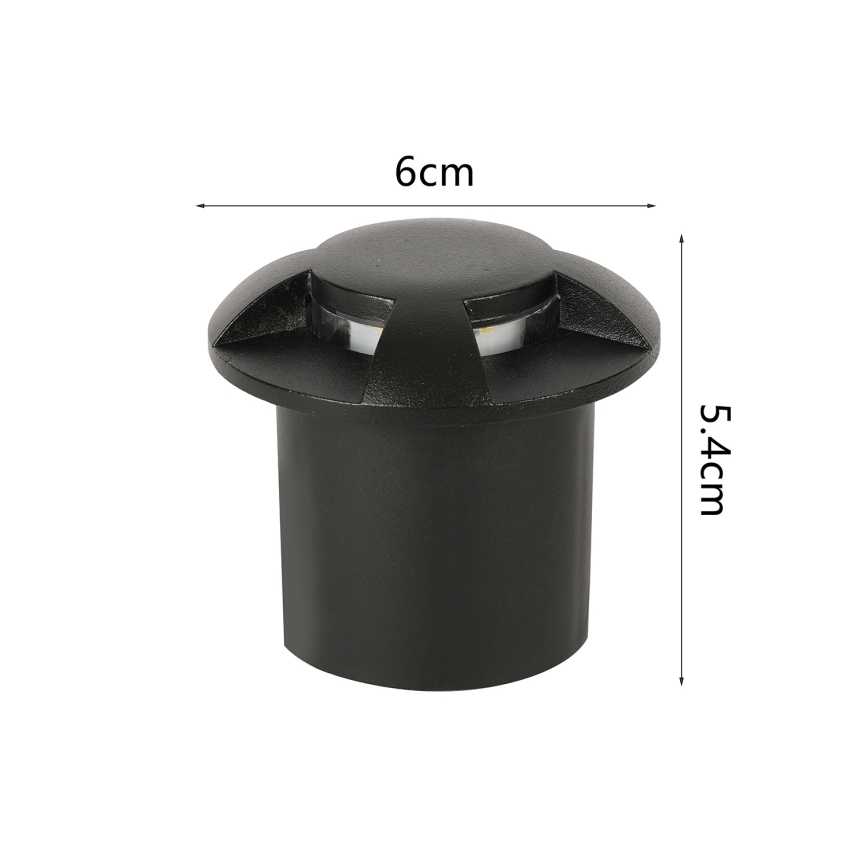 Brilagi - LED udendørs kørbar indbygningsarmatur GROUNDRAY LED/1W/230V sort IP67
