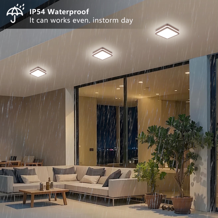 Brilagi - LED udendørs loftlampe med sensor BENE LED/18W/230V 21,5x21,5 cm brun IP54