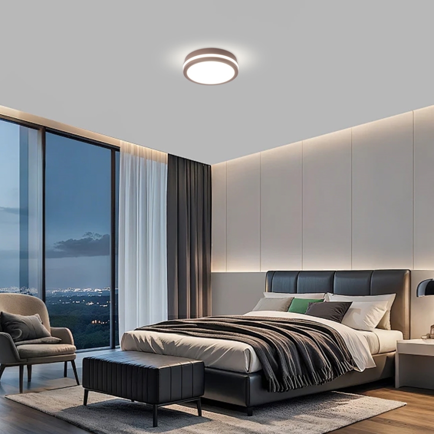 Brilagi - LED udendørs loftlampe med sensor BENE LED/18W/230V Ø 21,5 cm brun IP54