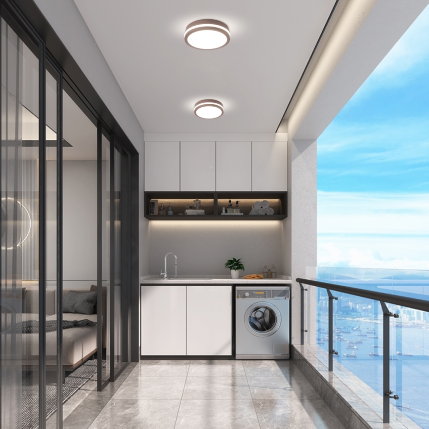 Brilagi - LED udendørs loftlampe med sensor BENE LED/18W/230V Ø 21,5 cm brun IP54