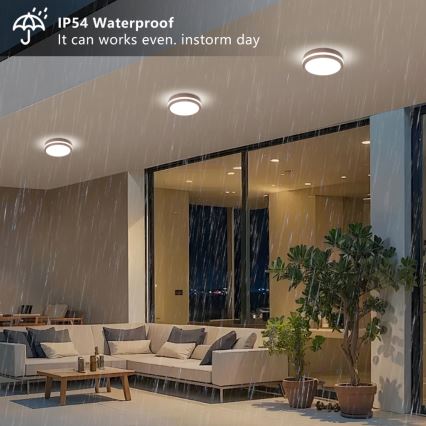 Brilagi - LED udendørs loftlampe med sensor BENE LED/18W/230V Ø 21,5 cm brun IP54