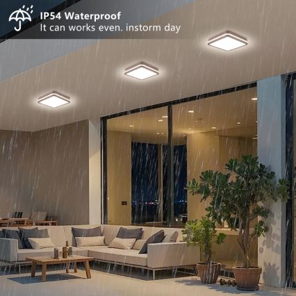 Brilagi - LED udendørs loftlampe med sensor BENE LED/24W/230V 26x26 cm brun IP54