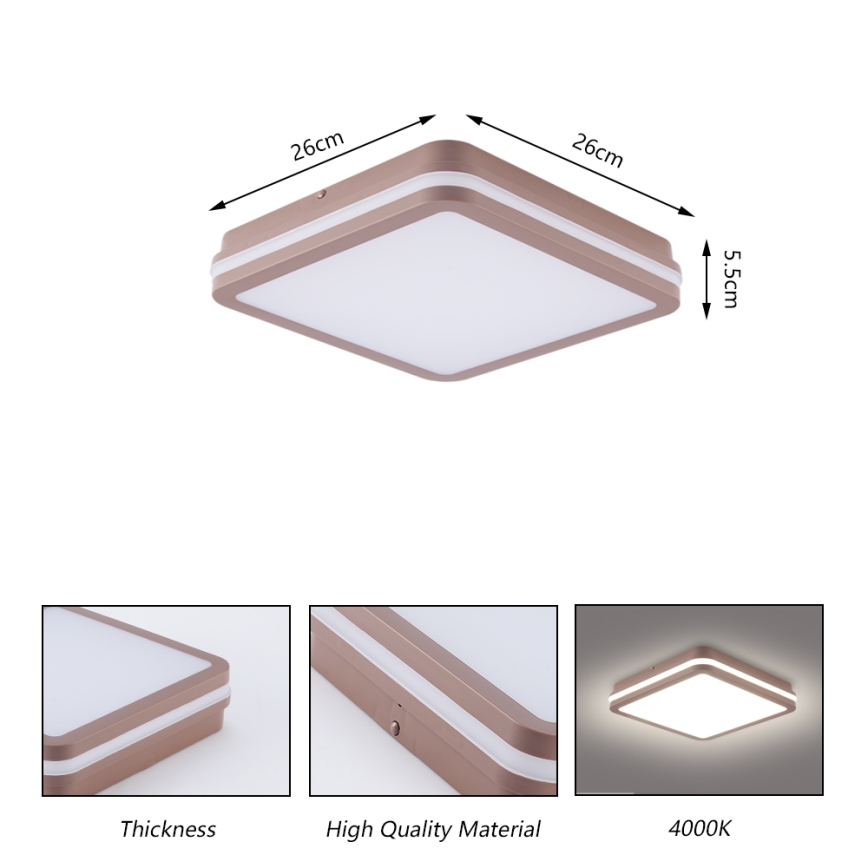 Brilagi - LED udendørs loftlampe med sensor BENE LED/24W/230V 26x26 cm brun IP54