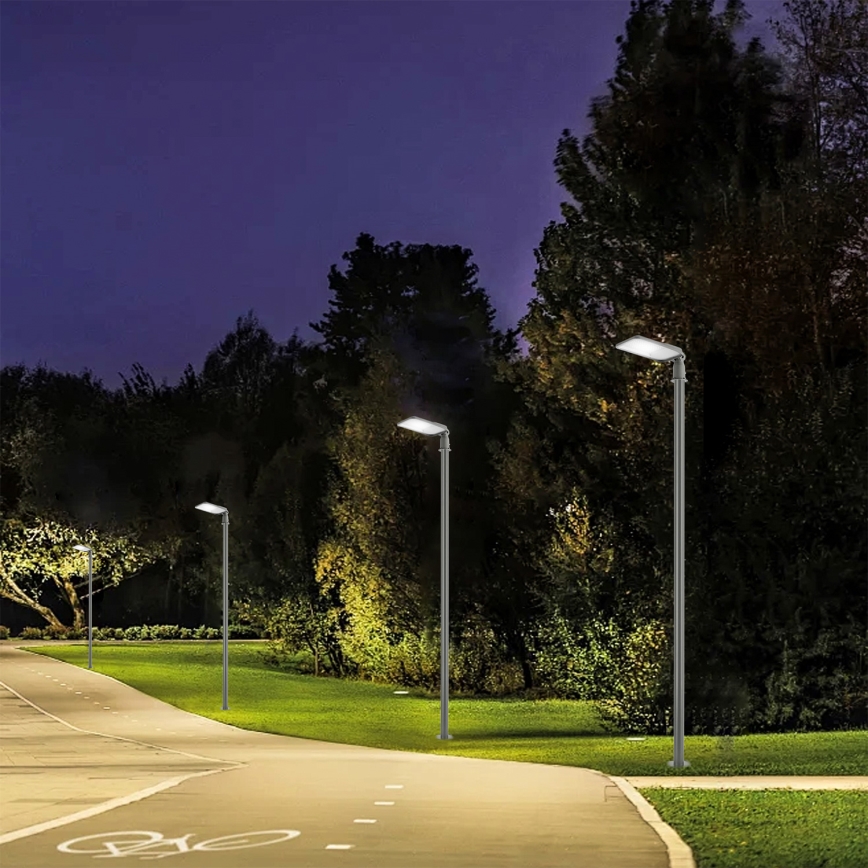 Brilagi - LED udendørs gadelampe med 3 m mast og justerbart led URBANLIGHT LED/100W/230V grå IP65