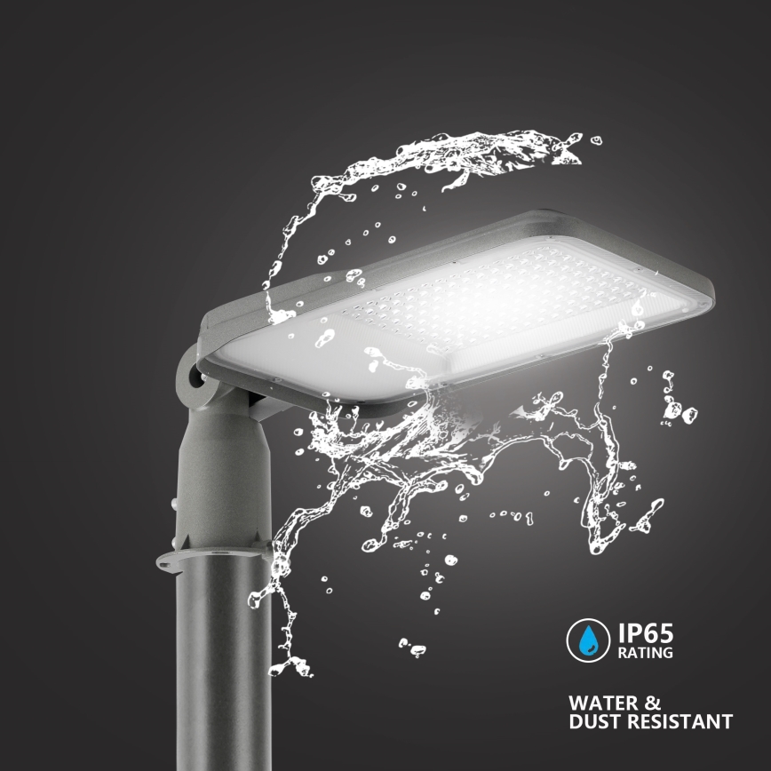 Brilagi - LED udendørs gadelampe med 3 m mast og justerbart led URBANLIGHT LED/100W/230V grå IP65