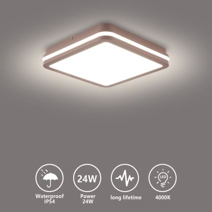 Brilagi - LED udendørs loftlampe BENE LED/24W/230V 26x26 cm brun IP54