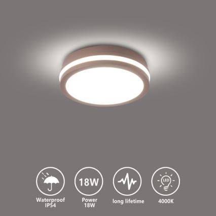 Brilagi - LED udendørs loftlampe BENE LED/18W/230V Ø 21,5 cm brun IP54