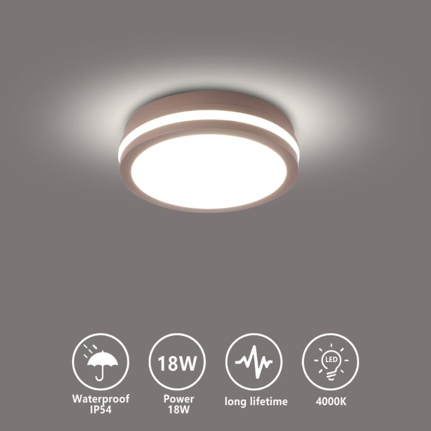 Brilagi - LED udendørs loftlampe BENE LED/18W/230V Ø 21,5 cm brun IP54