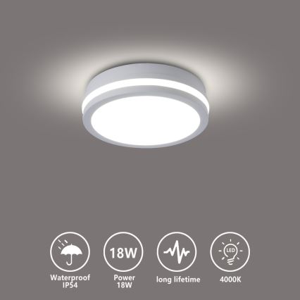Brilagi - LED udendørs loftlampe BENE LED/18W/230V Ø 21,5 cm hvid IP54