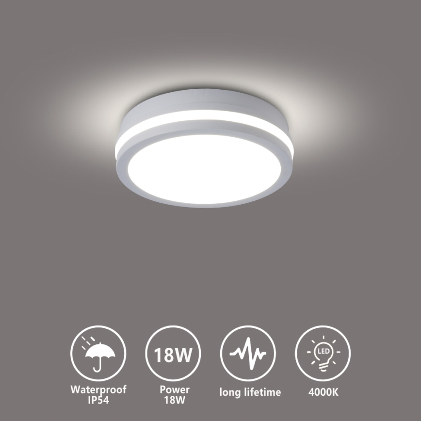 Brilagi - LED udendørs loftlampe BENE LED/18W/230V Ø 21,5 cm hvid IP54