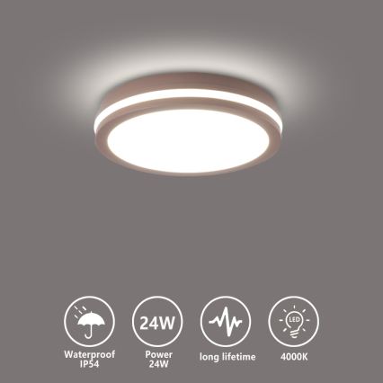 Brilagi - LED udendørs loftlampe BENE LED/24W/230V Ø 26 cm brun IP54