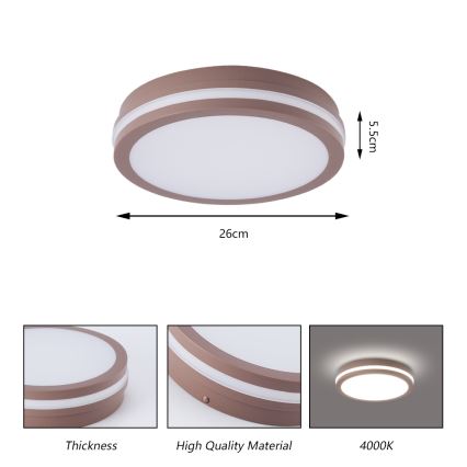 Brilagi - LED udendørs loftlampe BENE LED/24W/230V Ø 26 cm brun IP54