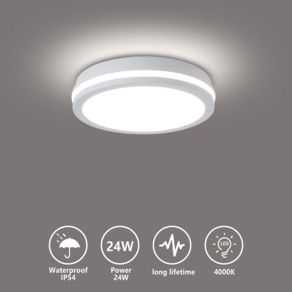 Brilagi - LED udendørs loftlampe BENE LED/24W/230V Ø 26 cm hvid IP54
