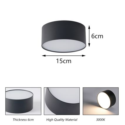 BRILAGI - LED Udendørs loftlampe FORIS LED/20W/230V Ø 15 cm sort IP44