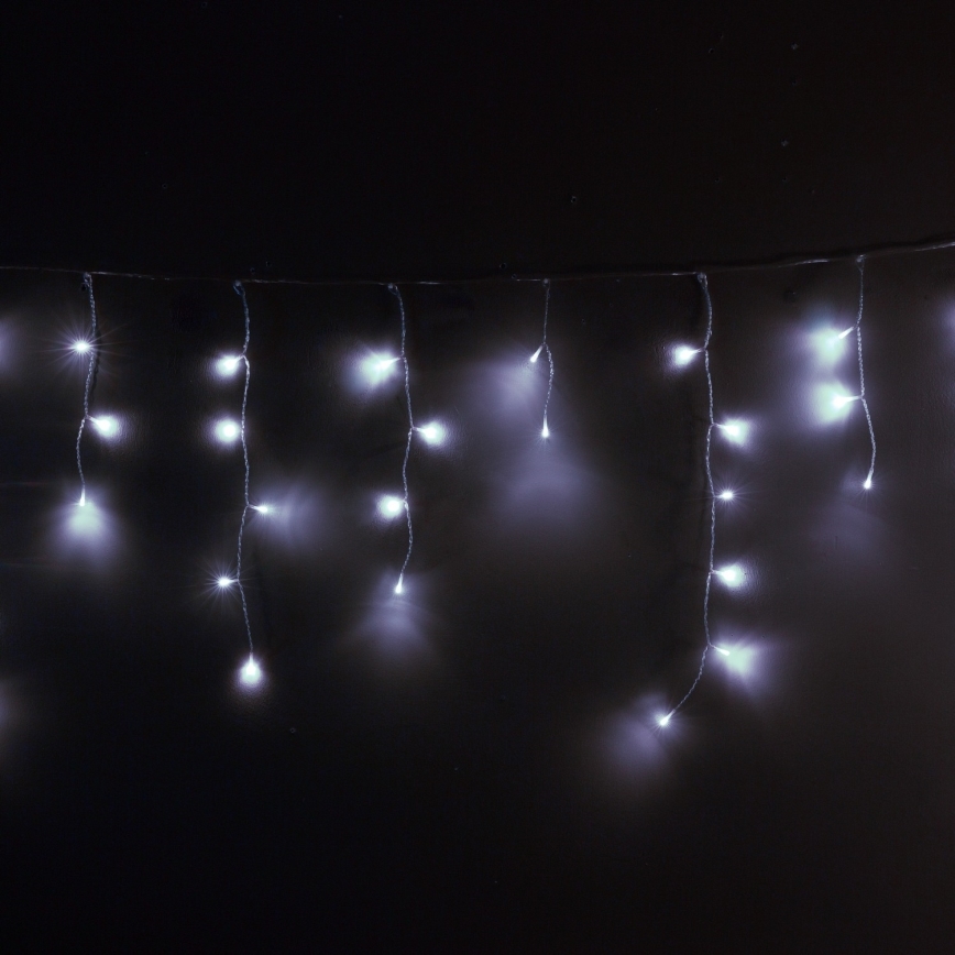 Brilagi - LED udendørs lyskæde 200 LED / 8 funktioner, 13 m, IP44, kold hvid, istapper