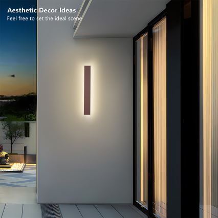 Brilagi - LED udendørs vægarmatur LINEAR LED/12W/230V 3000K IP65 50 cm brun CRI 90