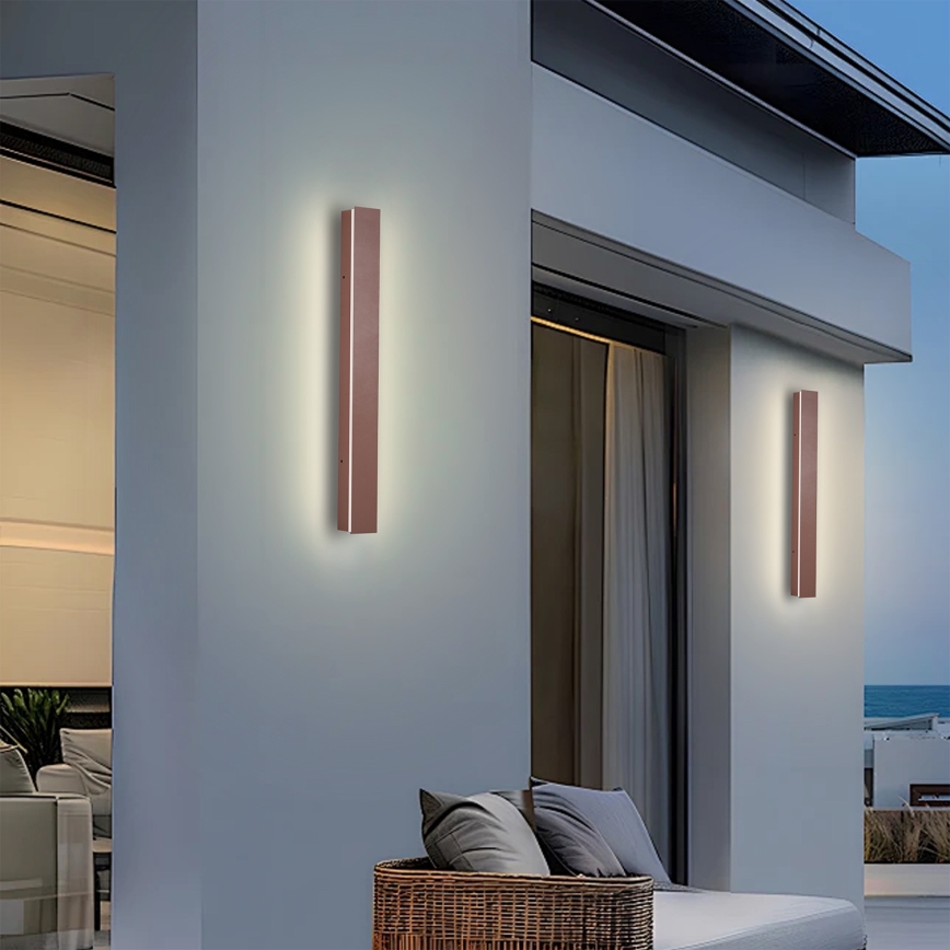 Brilagi - LED udendørs vægarmatur LINEAR LED/12W/230V 3000K IP65 50 cm brun CRI 90