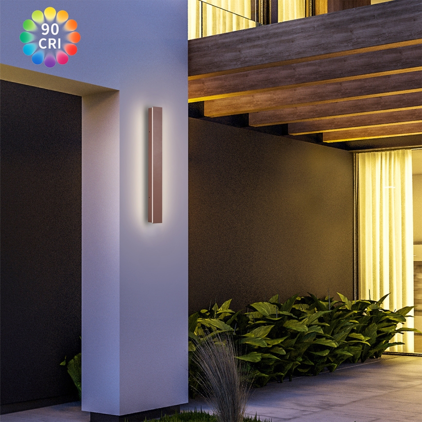 Brilagi - LED udendørs vægarmatur LINEAR LED/12W/230V 3000K IP65 50 cm brun CRI 90