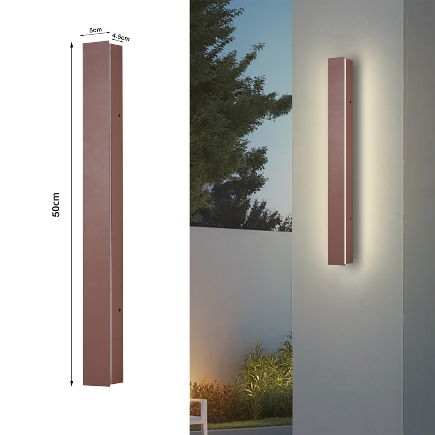 Brilagi - LED udendørs vægarmatur LINEAR LED/12W/230V 3000K IP65 50 cm brun CRI 90
