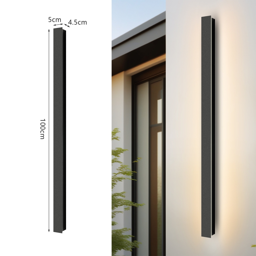 Brilagi - LED udendørs vægarmatur LINEAR LED/22W/230V 4000K IP65 100 cm sort CRI 90