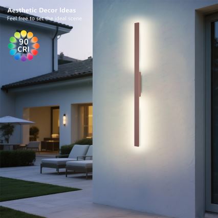 Brilagi - LED udendørs væglampe LUNA LED/24W/230V 3000K IP65 100 cm brun CRI 90