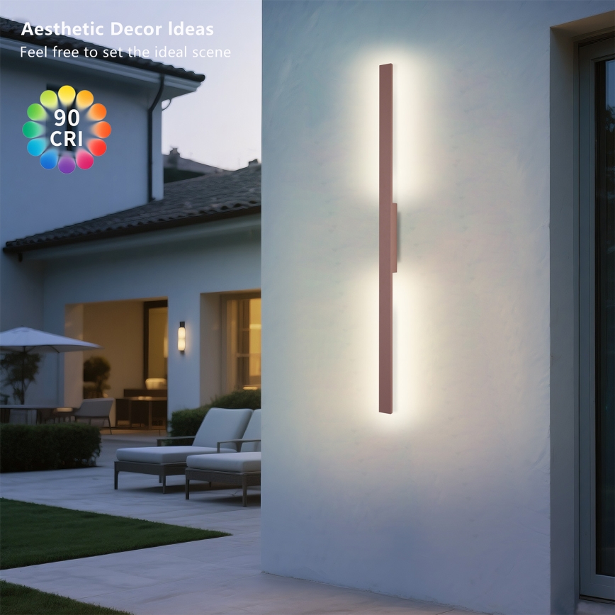 Brilagi - LED udendørs væglampe LUNA LED/24W/230V 3000K IP65 100 cm brun CRI 90