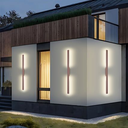 Brilagi - LED udendørs væglampe LUNA LED/24W/230V 3000K IP65 100 cm brun CRI 90