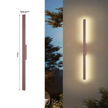 Brilagi - LED udendørs væglampe LUNA LED/24W/230V 3000K IP65 100 cm brun CRI 90