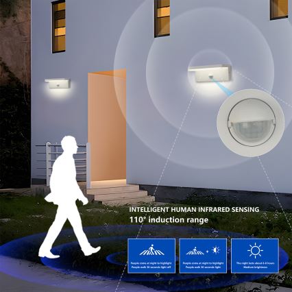 Brilagi - LED udendørs vægarmatur med sensor TESSI LED/10W/230V hvid IP54