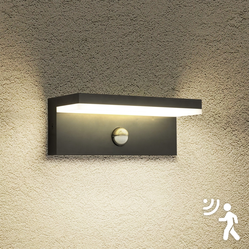Brilagi - LED udendørs vægarmatur med sensor TESSI LED/10W/230V sort IP54