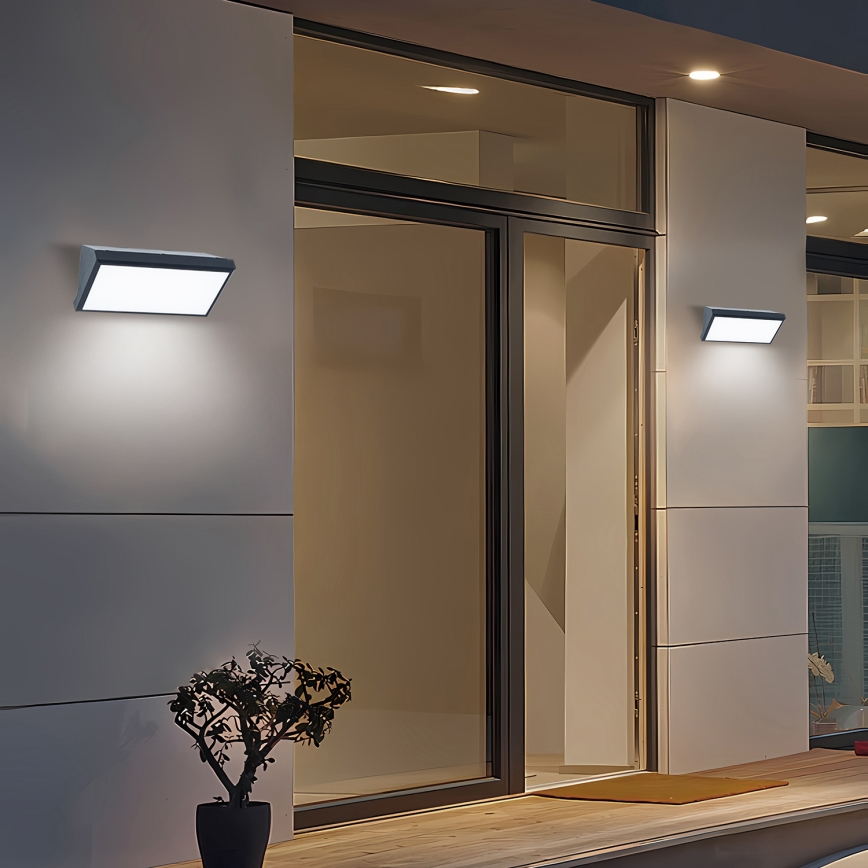 Brilagi - TRIANGLE LED udendørs væglampe med sensor, 20W/230V, antracit, IP65