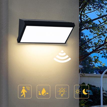 Brilagi - LED udendørs væglampe med sensor TRIANGLE LED/20W/230V, sort, IP65