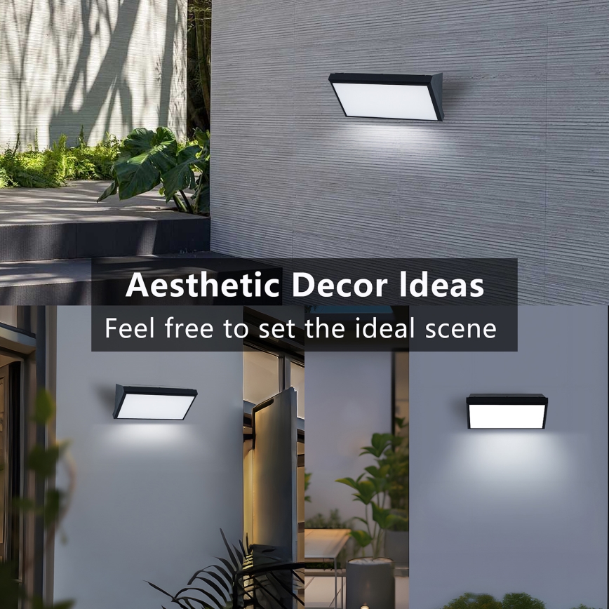 Brilagi - LED udendørs væglampe med sensor TRIANGLE LED/20W/230V, sort, IP65