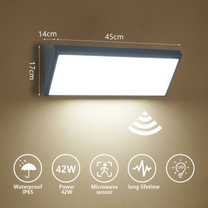 Brilagi - LED udendørs væglampe med sensor TRIANGLE LED/42W/230V antracit IP65
