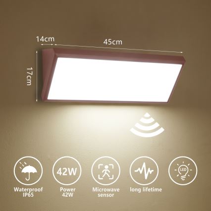 Brilagi - LED Udendørs væglampe med sensor TRIANGLE LED/42W/230V 45 cm brun IP65