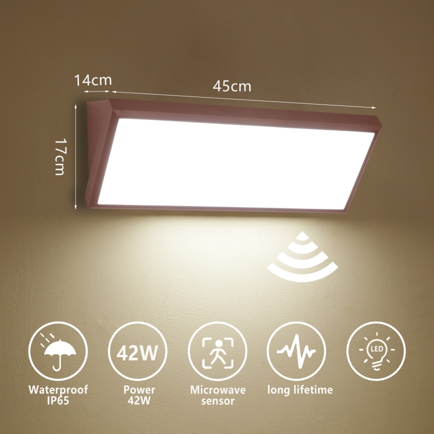 Brilagi - LED Udendørs væglampe med sensor TRIANGLE LED/42W/230V 45 cm brun IP65