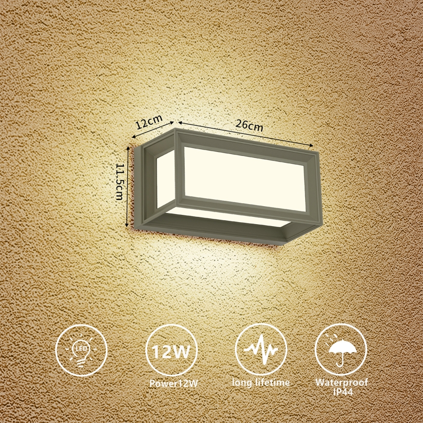 Brilagi - LED udendørs væglampe PARKER LED/12W/230V 3000/4500/6000K grå IP44