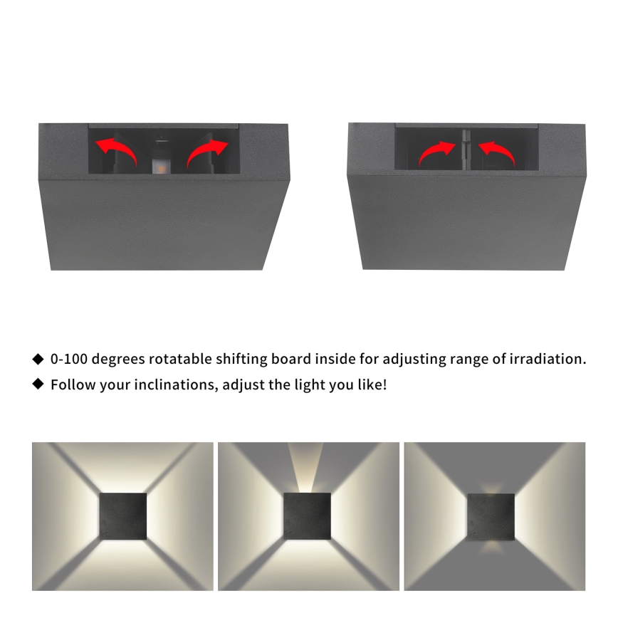 Brilagi - LED udendørs vægarmatur QUADRAY LED/4W/230V antracit IP65
