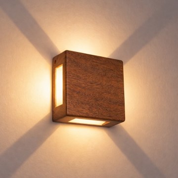 Brilagi - LED udendørs vægarmatur QUADRAY LED/6W/230V med trælook IP54